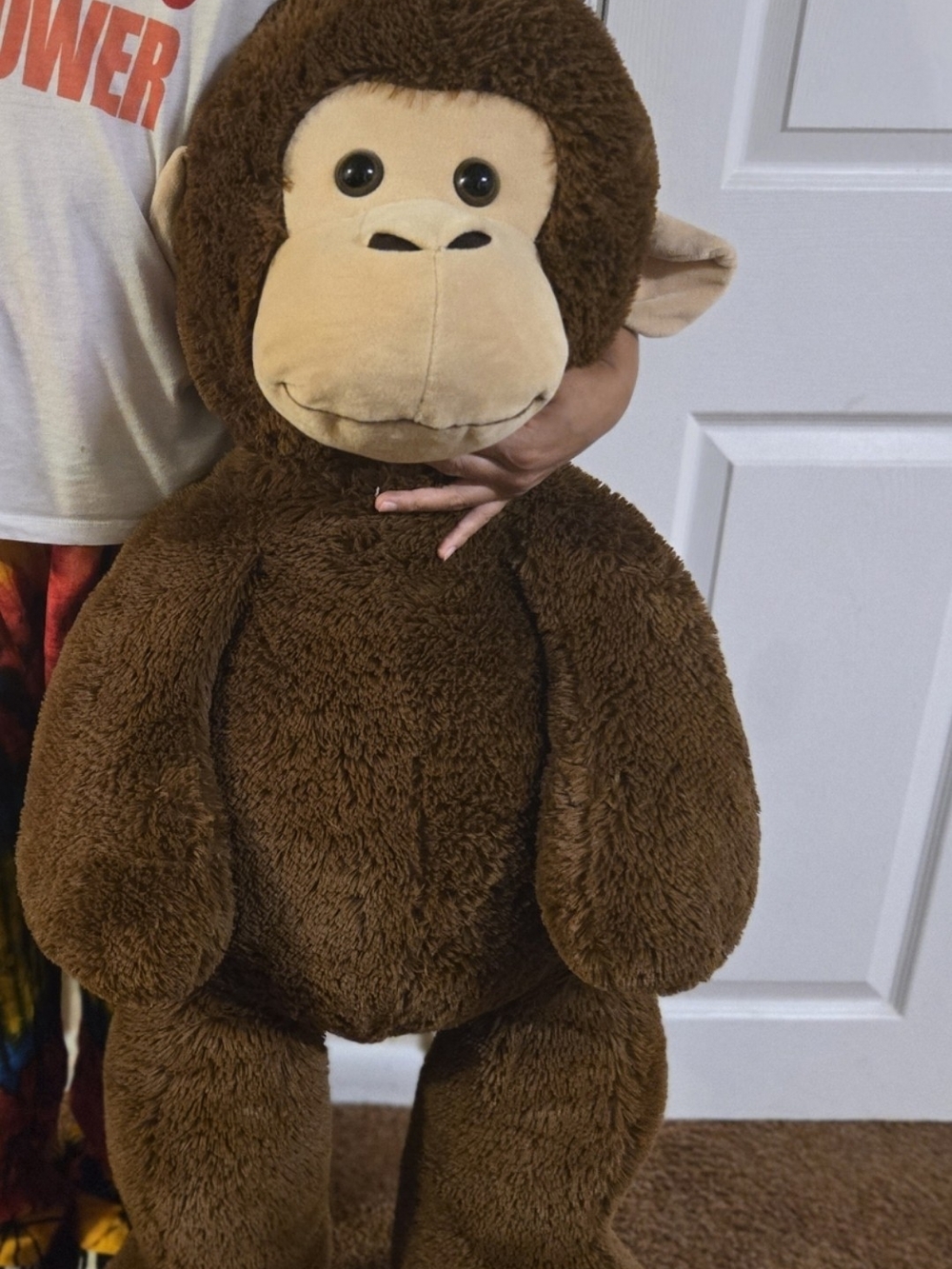 Large Brown Plush Monkey with Cream Face